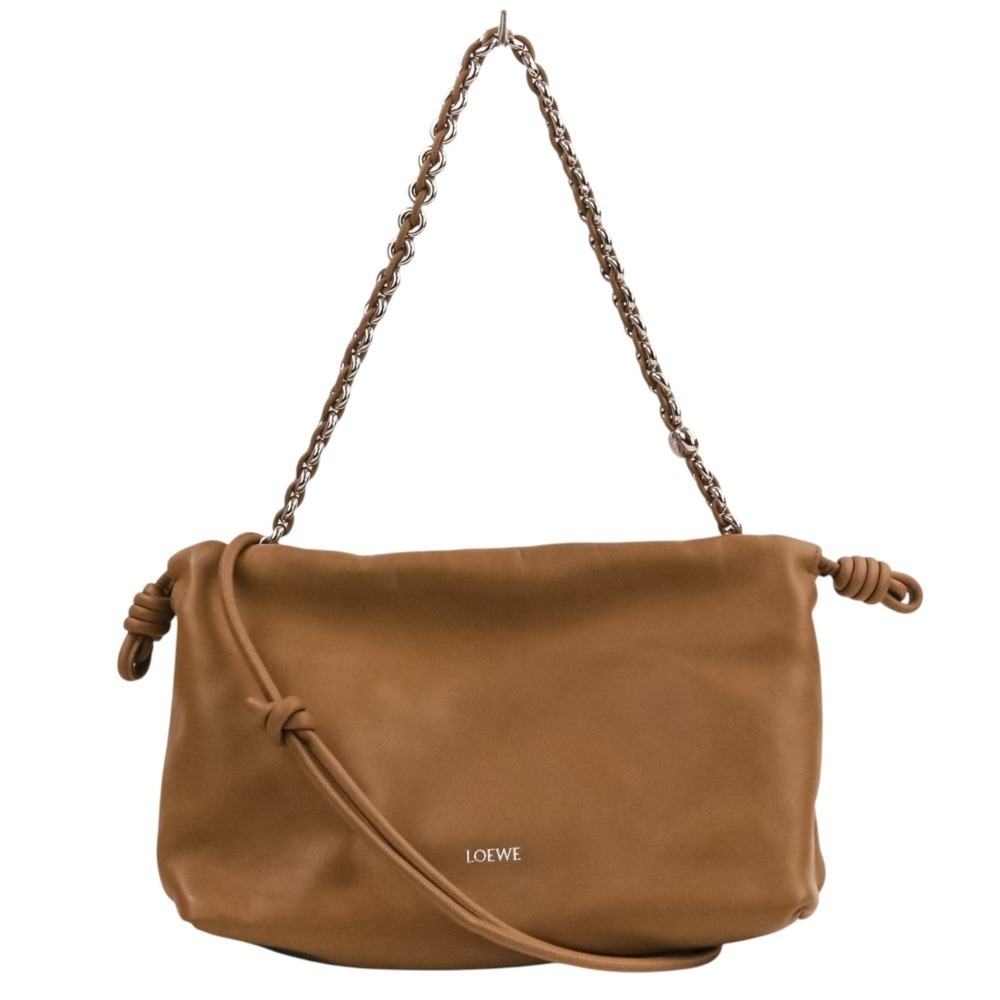 LOEWE Flamenco Purse Leather Shoulder Bag Handbag Medium Mocha Brown Women's